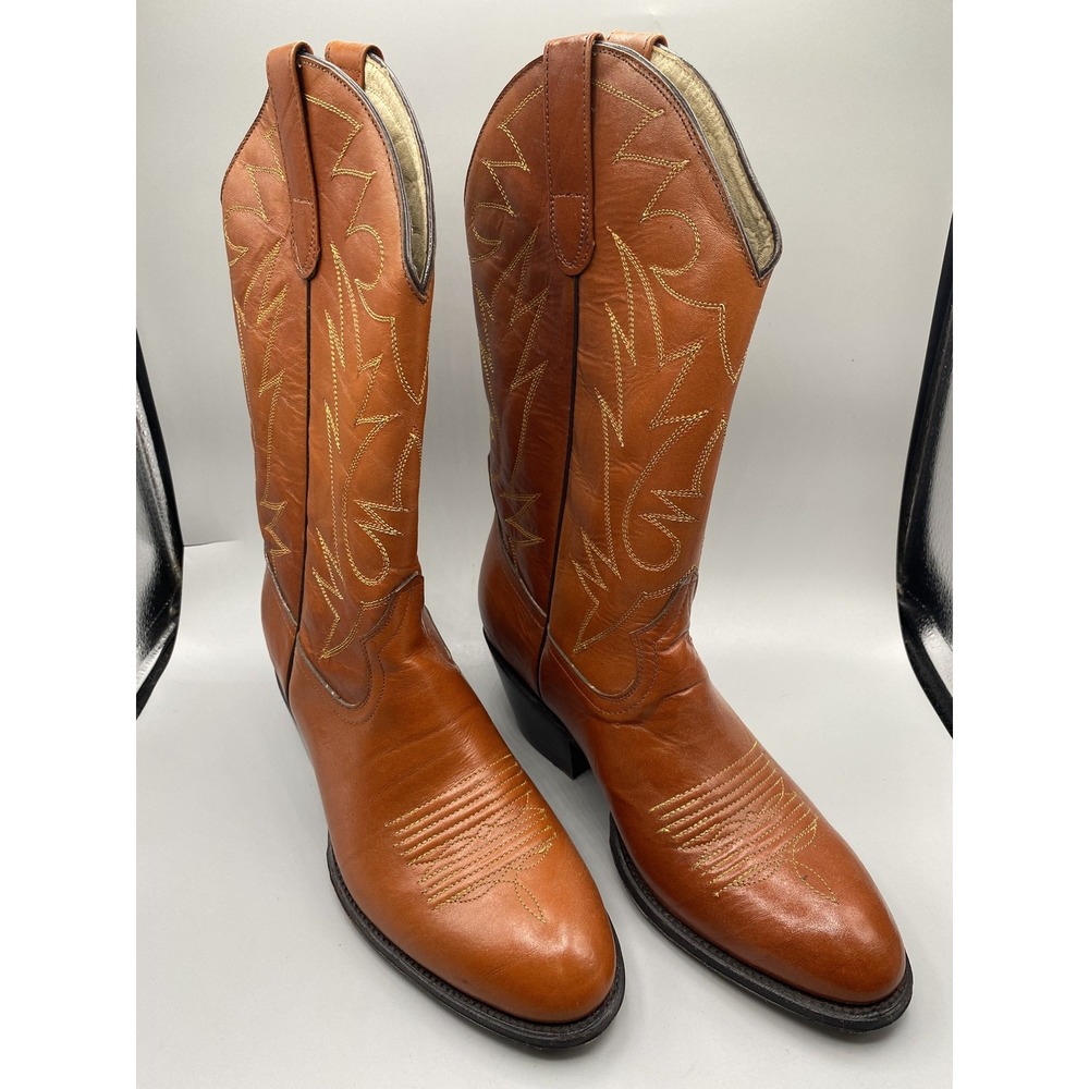 El Potro Boots Mens Size 8.5 D Brown Leather Cowboy Western Pull On Mexico Rodeo